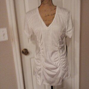 Skechers Performance Rhapsody Top Size XL White with Black Stripes NWT